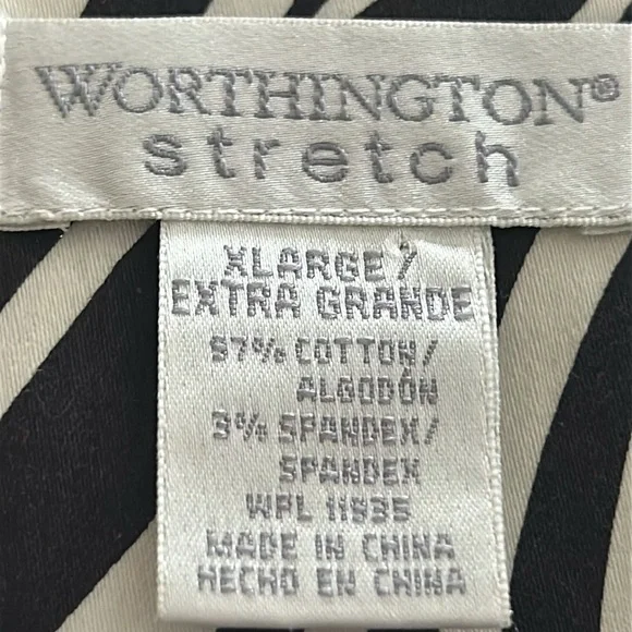 Worthington Zebra Print Trench Coat XL NWOT Stretch Black/White Cotton Funky - Picture 3 of 12